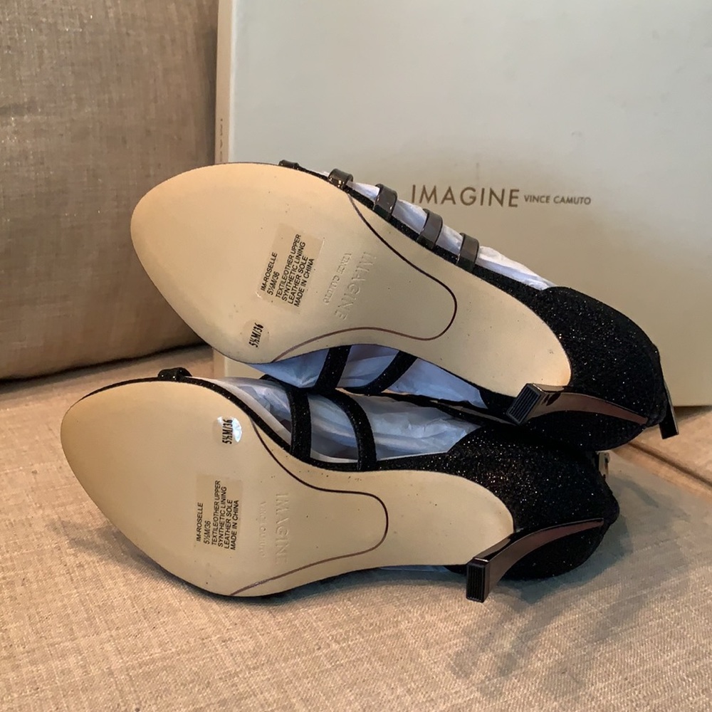 4️⃣9️⃣Vince Camuto Imagine /Sparkle Black Strappy Sandal - Picture 7 of 9